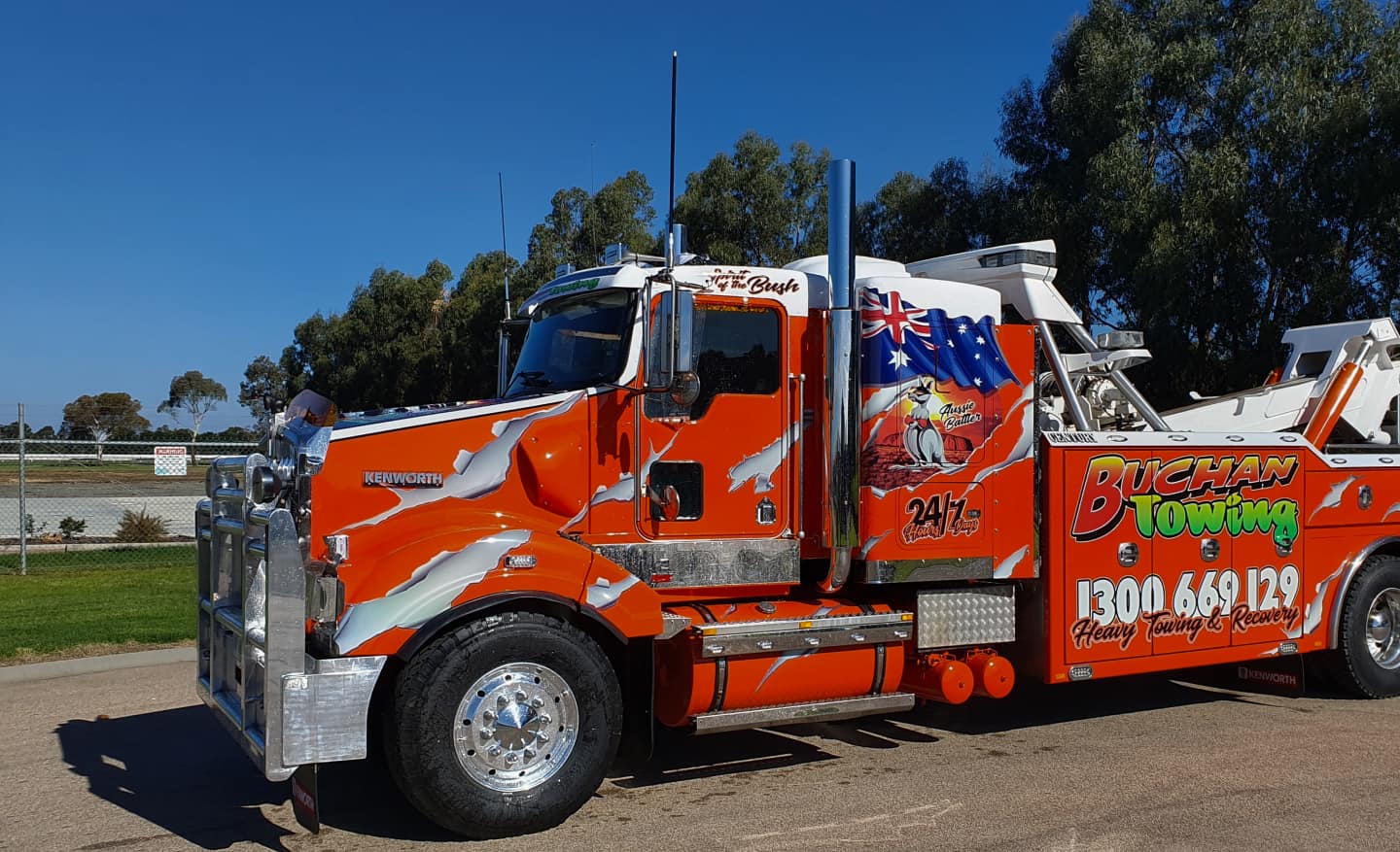 Machinery transport on a Buchan Towing heavy trailer